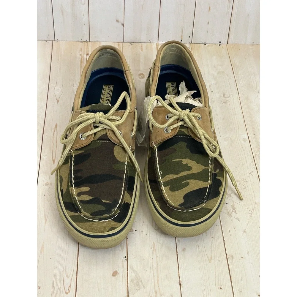 Sperry Top Sider Mens Size 11M Camouflage Green Boat Shoes Low Top Sneakers